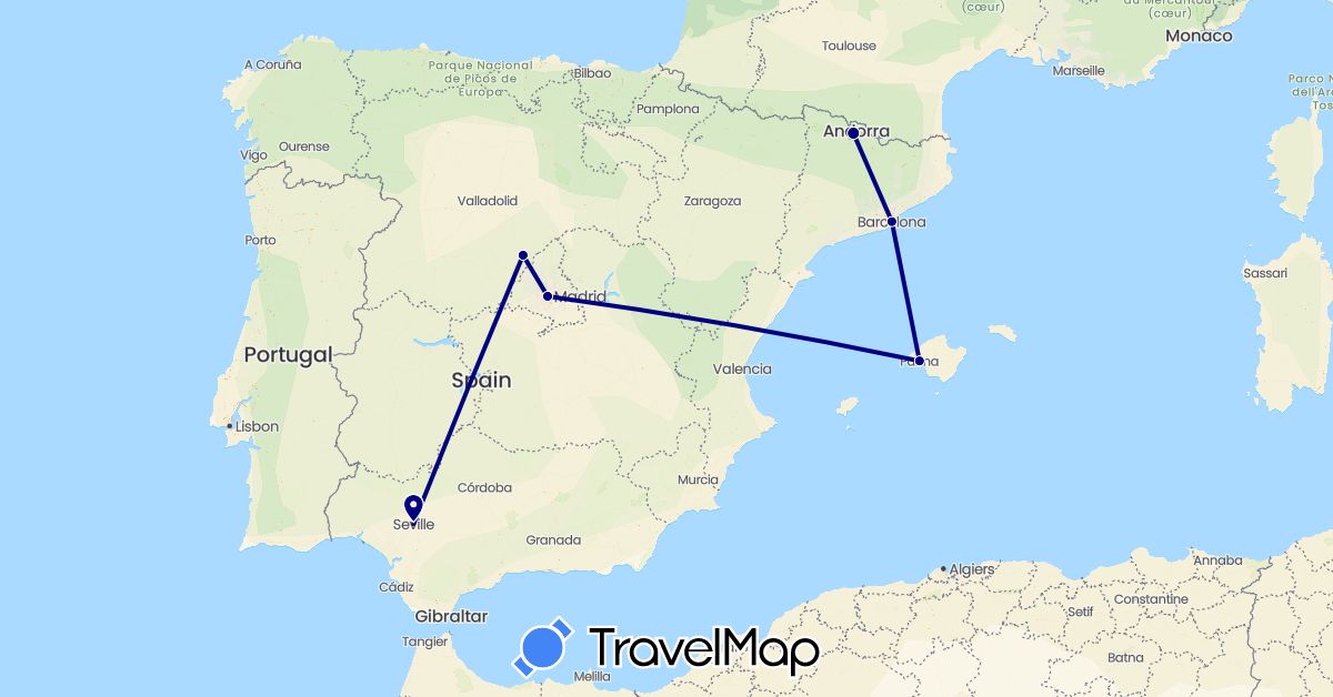 TravelMap itinerary: driving in Andorra, Spain (Europe)